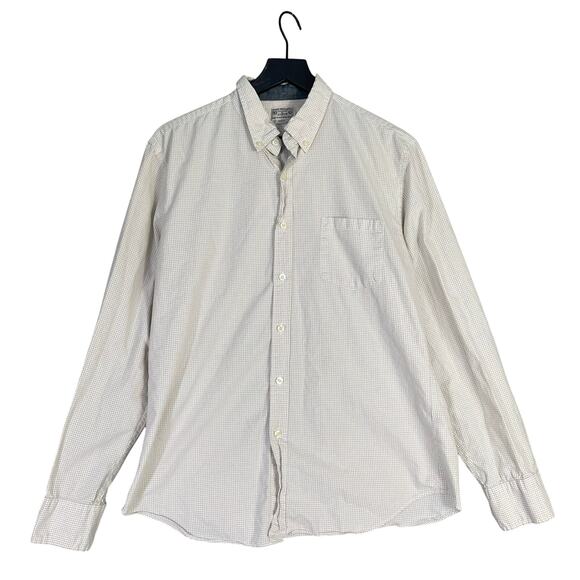 J.Crew Quality Woven Shirts Mens‎ L Beige Plaid Cotton Button Down Long Sleeve - Picture 1 of 9